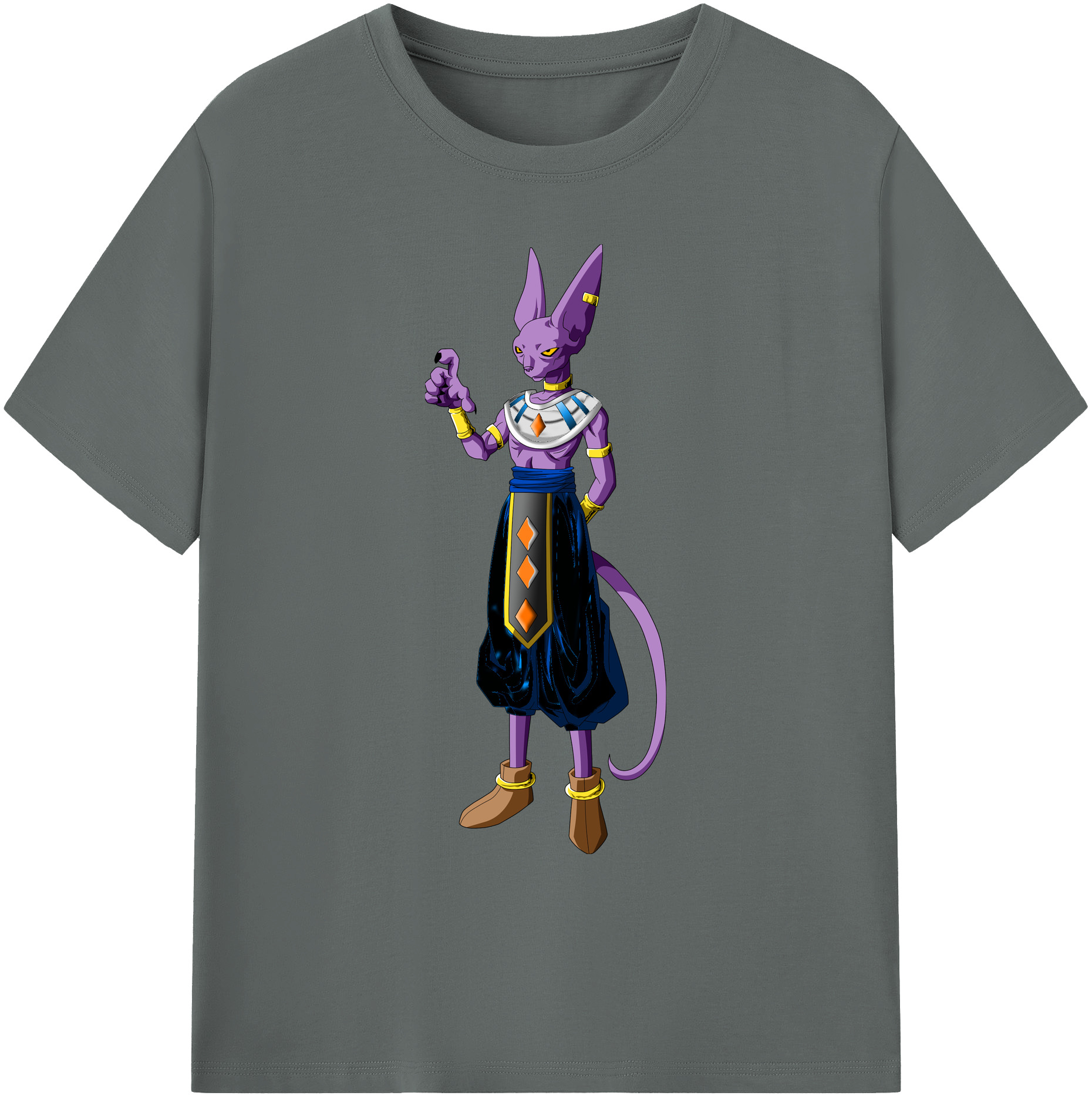 （画像用） ドラゴンボール ビルス 破壊神ビルス DRAGON BALL Beerus Birusu 綿100％ メンズ半袖Tシャツ｜肌触りやわらか＆通気性